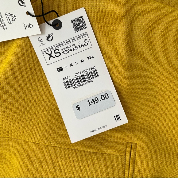 NWT Zara 227628 double breasted yellow gold blazer jacket career XS *READ - Picture 4 of 14